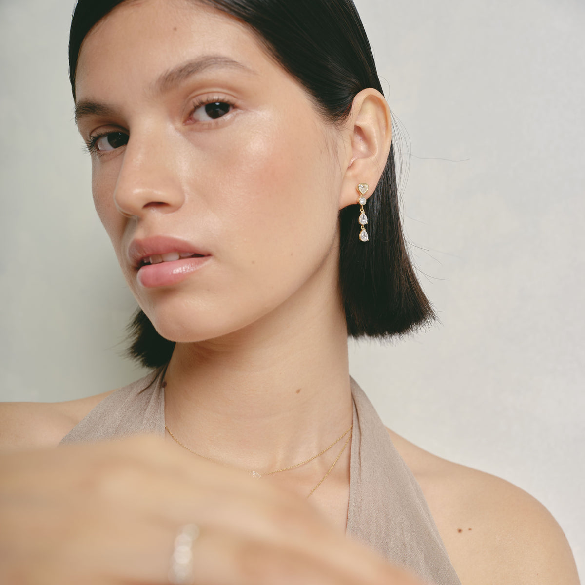 Long Heart Drop Earrings
