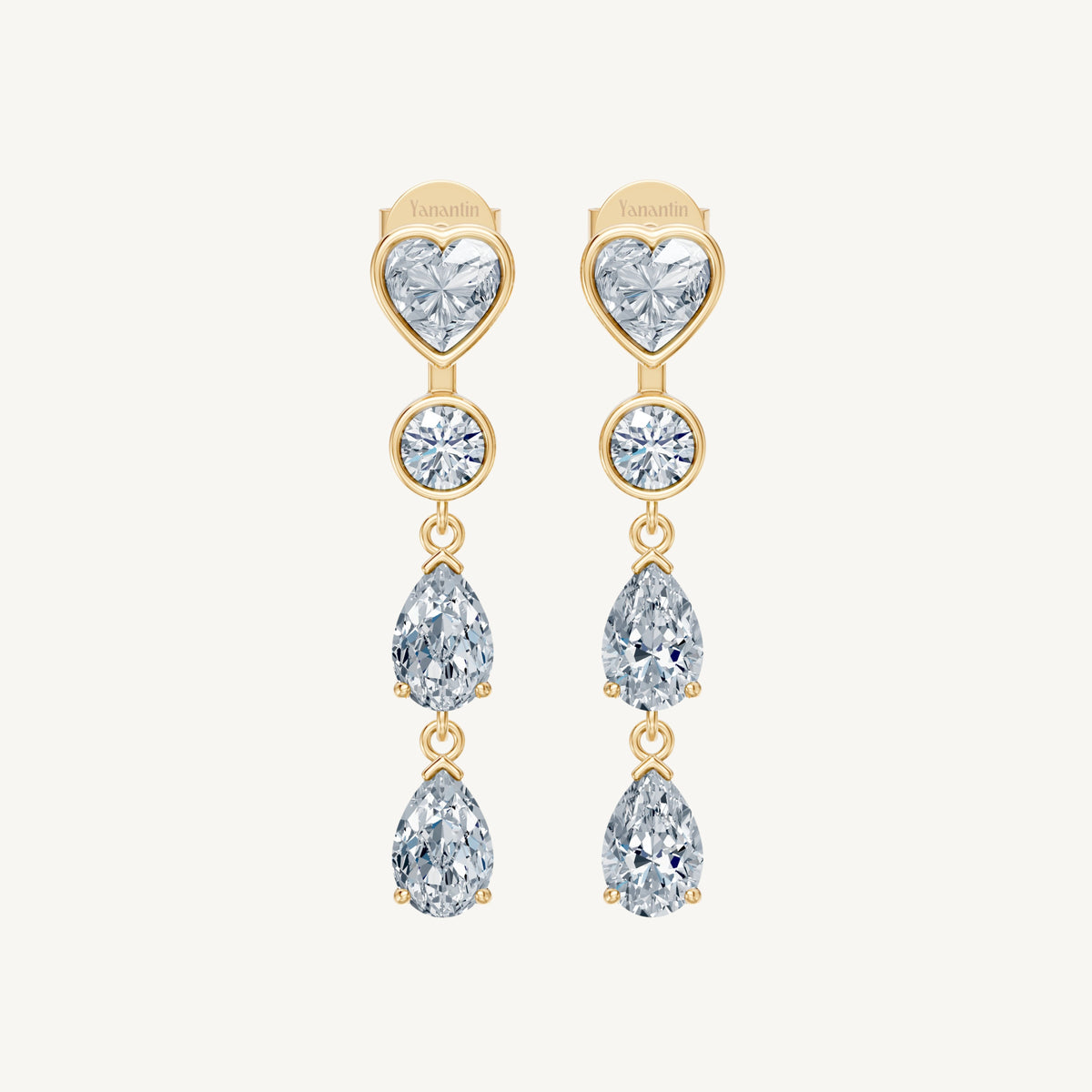 Long Heart Drop Earrings