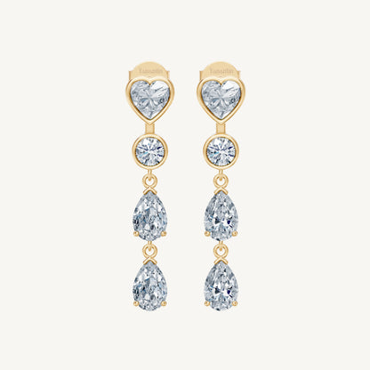 Long Heart Drop Earrings