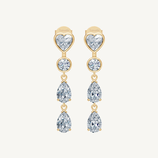 Long Heart Drop Earrings
