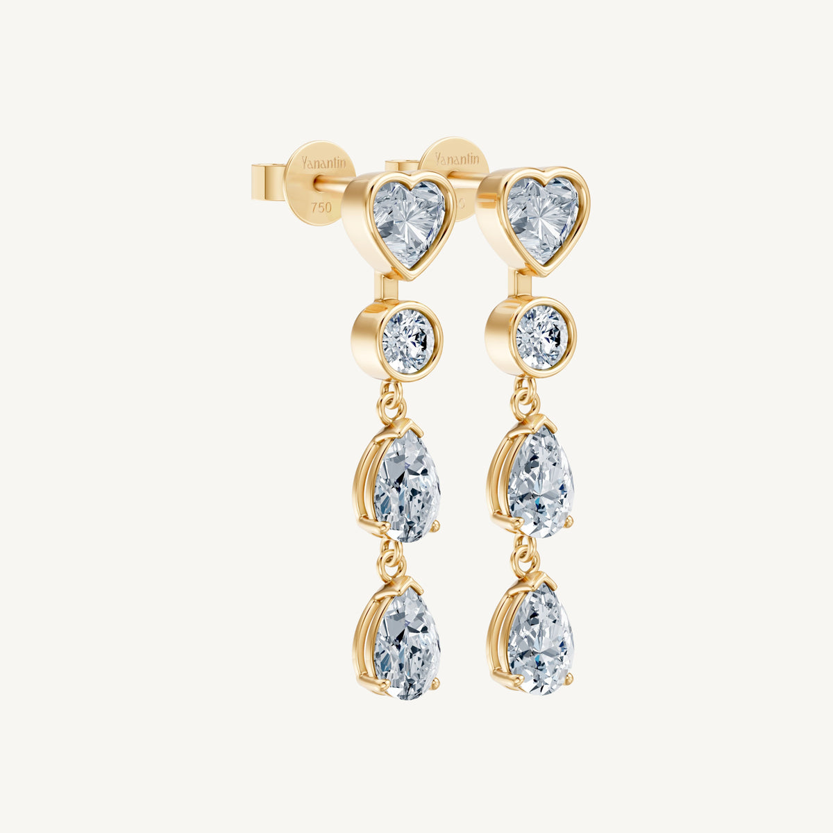 Long Heart Drop Earrings