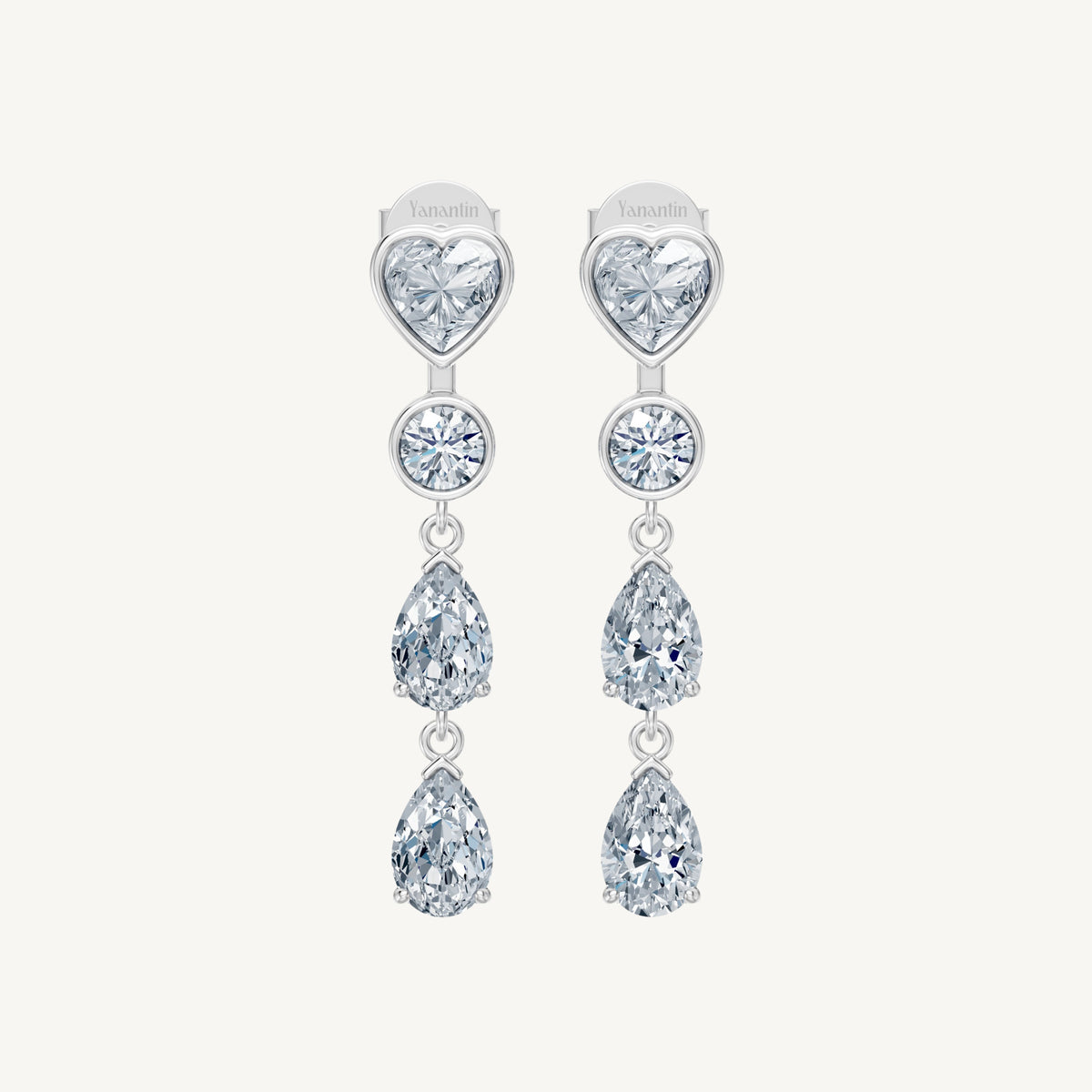 Long Heart Drop Earrings