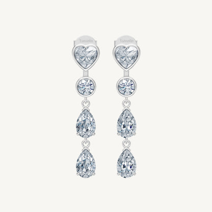 Long Heart Drop Earrings